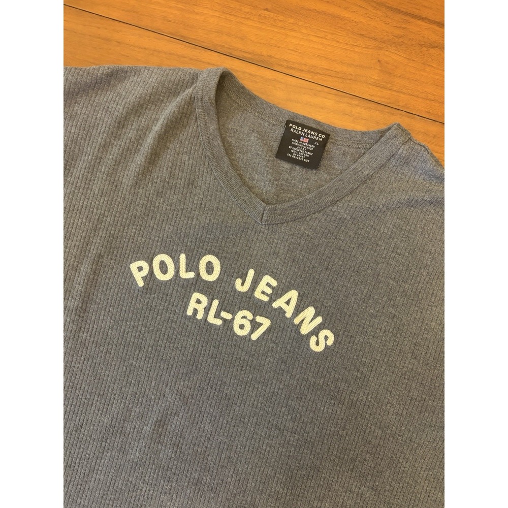 Vintage Polo Jeans Co Shirt Ralph Lauren Ribbed Knit Mens XL 90s Y2K USA RL-67